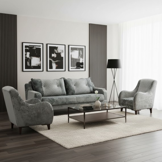 Հավաքածու HOBEL OLIVIA 3+1+1 F/R GREY MONACO 14/BONCUK 19 (4) 