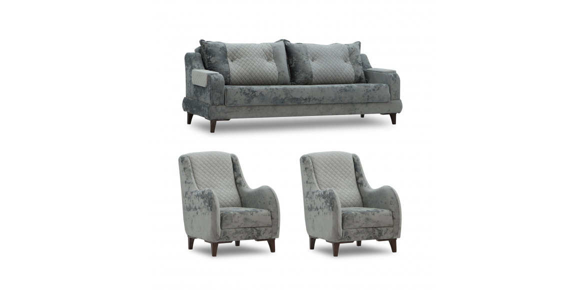 Гарнитур HOBEL OLIVIA 3+1+1 F/R GREY MONACO 14/BONCUK 19 (4) 