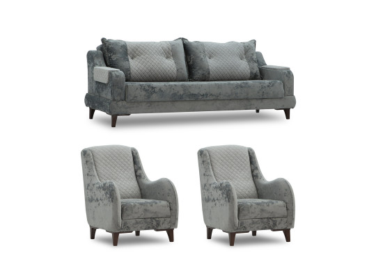 Гарнитур HOBEL OLIVIA 3+1+1 F/R GREY MONACO 14/BONCUK 19 (4) 