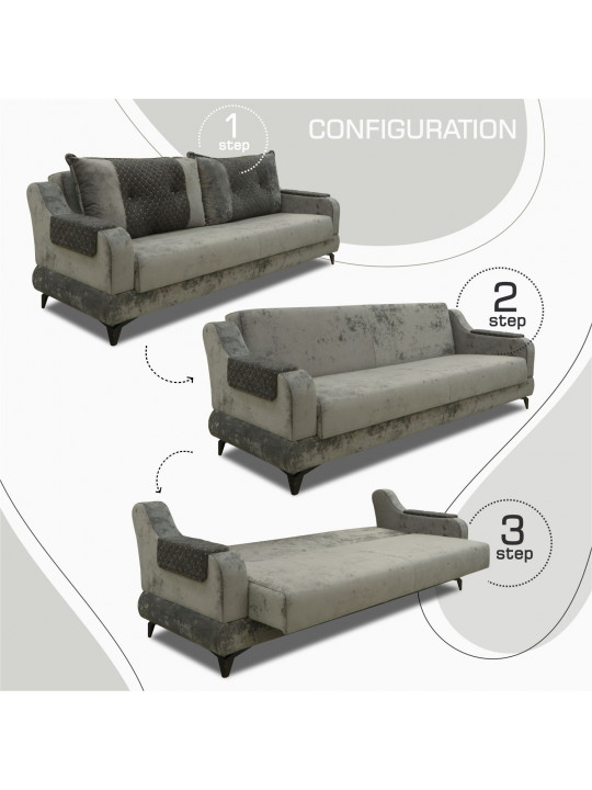 Sofa set HOBEL OLIVIA 3+1+1 GREY MONACO 14/BONCUK 19 (4) 