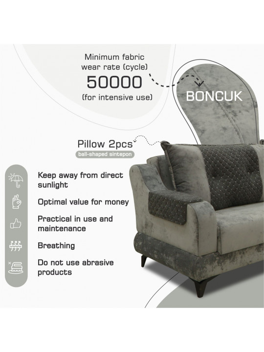 Sofa set HOBEL OLIVIA 3+1+1 GREY MONACO 14/BONCUK 19 (4) 