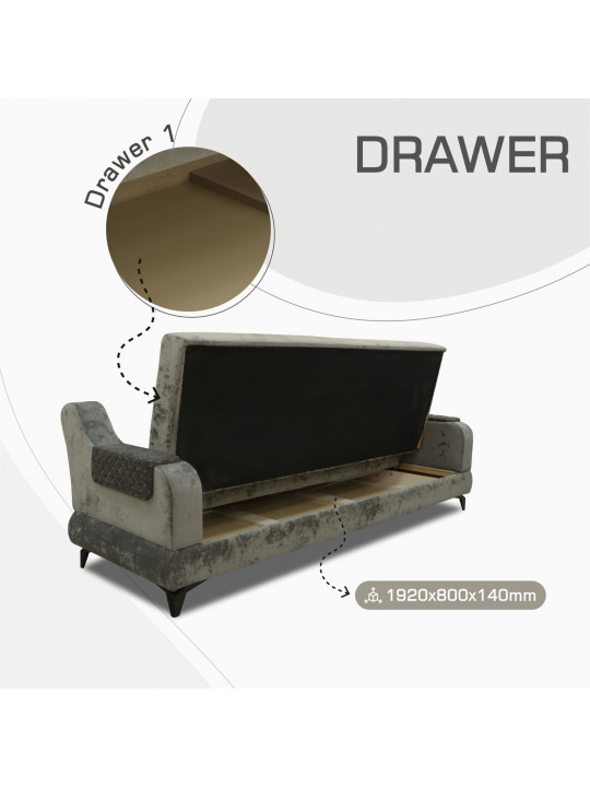 Sofa set HOBEL OLIVIA 3+1+1 GREY MONACO 14/BONCUK 19 (4) 