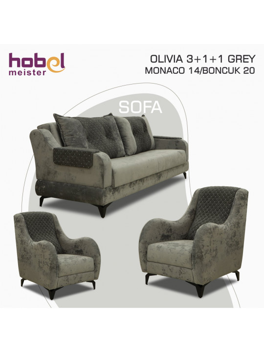 Հավաքածու HOBEL OLIVIA 3+1+1 GREY MONACO 14/BONCUK 20 (4) 