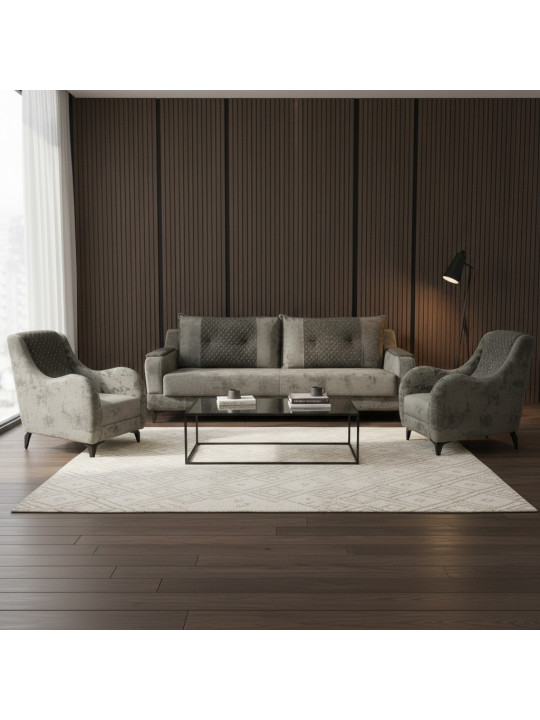 Sofa set HOBEL OLIVIA 3+1+1 GREY MONACO 14/BONCUK 19 (4) 