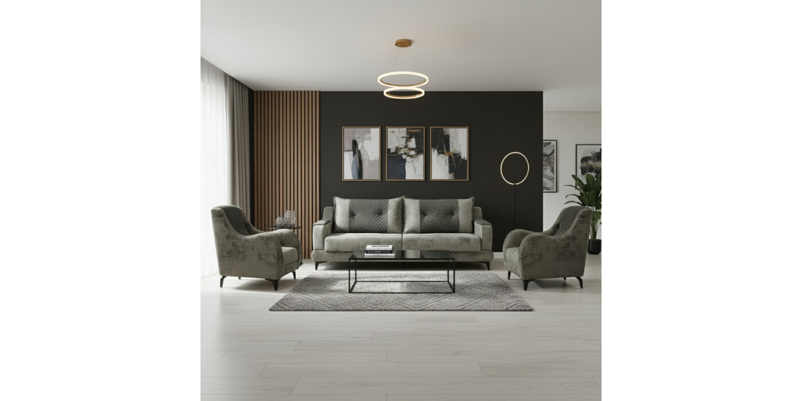 Гарнитур HOBEL OLIVIA 3+1+1 GREY MONACO 14/BONCUK 20 (4) 