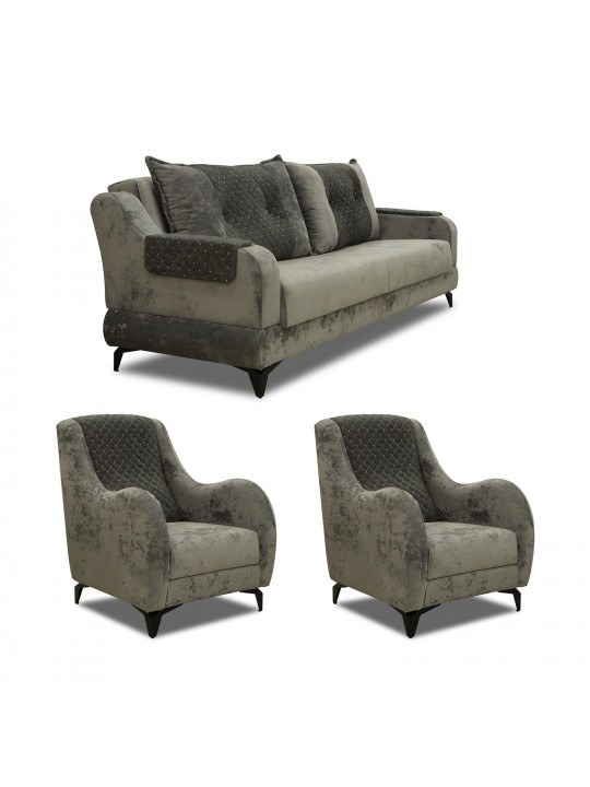 Sofa set HOBEL OLIVIA 3+1+1 GREY MONACO 14/BONCUK 20 (4) 