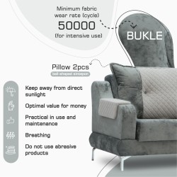Гарнитур HOBEL OLIVIA 3+1+1 KAX 0419 METAL/GREY MONACO 14/GREY BUKLE 9 (4) 