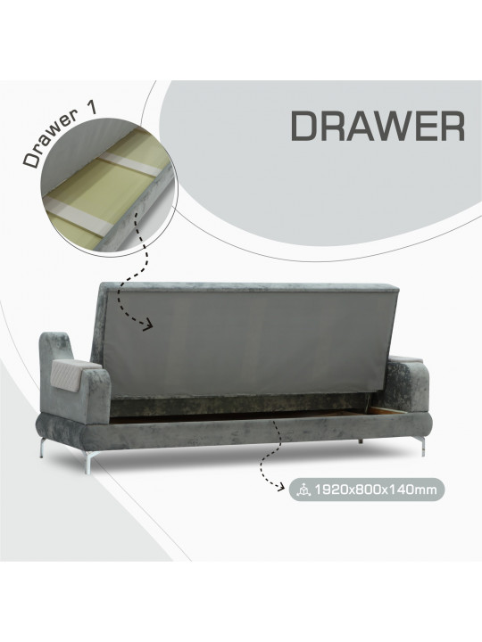 Sofa set HOBEL OLIVIA 3+1+1 KAX 0419 METAL/GREY MONACO 14/GREY BUKLE 9 (4) 