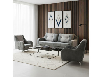 Հավաքածու HOBEL OLIVIA 3+1+1 KAX 0419 METAL/GREY MONACO 14/GREY BUKLE 9 (4) 