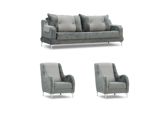 Հավաքածու HOBEL OLIVIA 3+1+1 KAX 0419 METAL/GREY MONACO 14/GREY BUKLE 9 (4) 