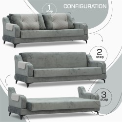 Гарнитур HOBEL OLIVIA 3+1+1 L38120/AB BLACK/GREY MONACO 14/GREY BUKLE 9 (4) 