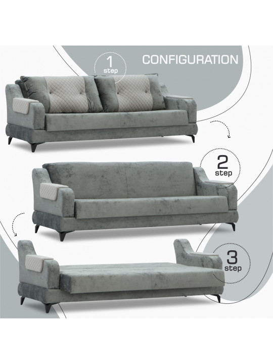 Sofa set HOBEL OLIVIA 3+1+1 L38120/AB BLACK/GREY MONACO 14/GREY BUKLE 9 (4) 