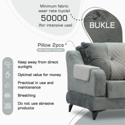 Гарнитур HOBEL OLIVIA 3+1+1 L38120/AB BLACK/GREY MONACO 14/GREY BUKLE 9 (4) 