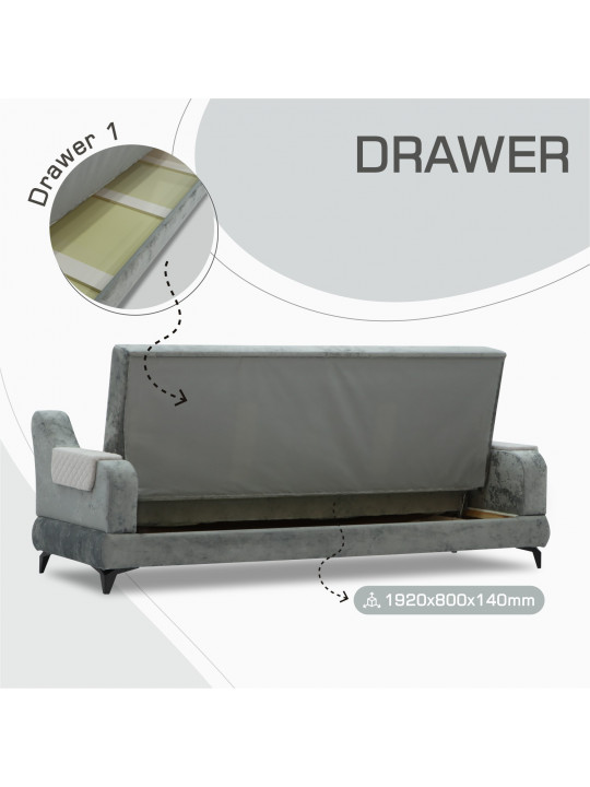 Sofa set HOBEL OLIVIA 3+1+1 L38120/AB BLACK/GREY MONACO 14/GREY BUKLE 9 (4) 