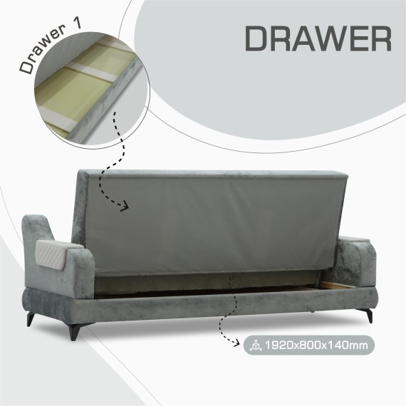 Հավաքածու HOBEL OLIVIA 3+1+1 L38120/AB BLACK/GREY MONACO 14/GREY BUKLE 9 (4) 