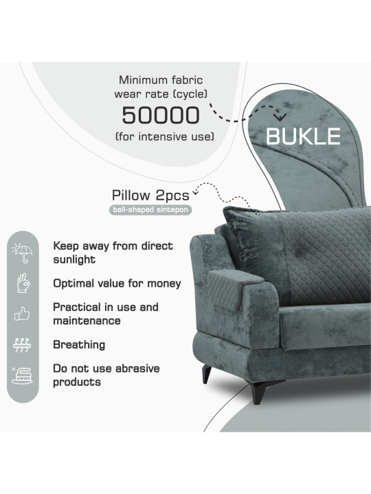 Sofa set HOBEL OLIVIA 3+1+1 L38120AB DARK GREY MONACO 15/GREY BUKLE 11 (4) 