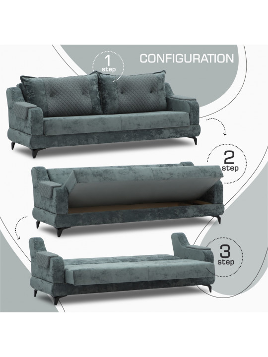 Sofa set HOBEL OLIVIA 3+1+1 L38120AB DARK GREY MONACO 15/GREY BUKLE 11 (4) 