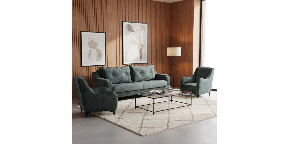 Гарнитур HOBEL OLIVIA 3+1+1 L38120AB DARK GREY MONACO 15/GREY BUKLE 11 (4) 