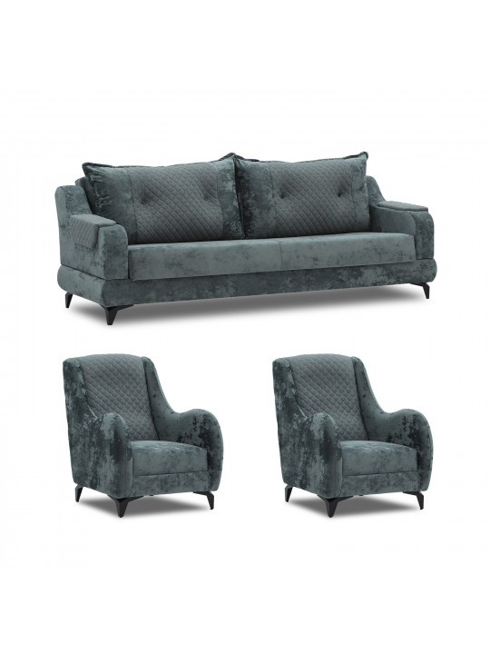 Sofa set HOBEL OLIVIA 3+1+1 L38120AB DARK GREY MONACO 15/GREY BUKLE 11 (4) 