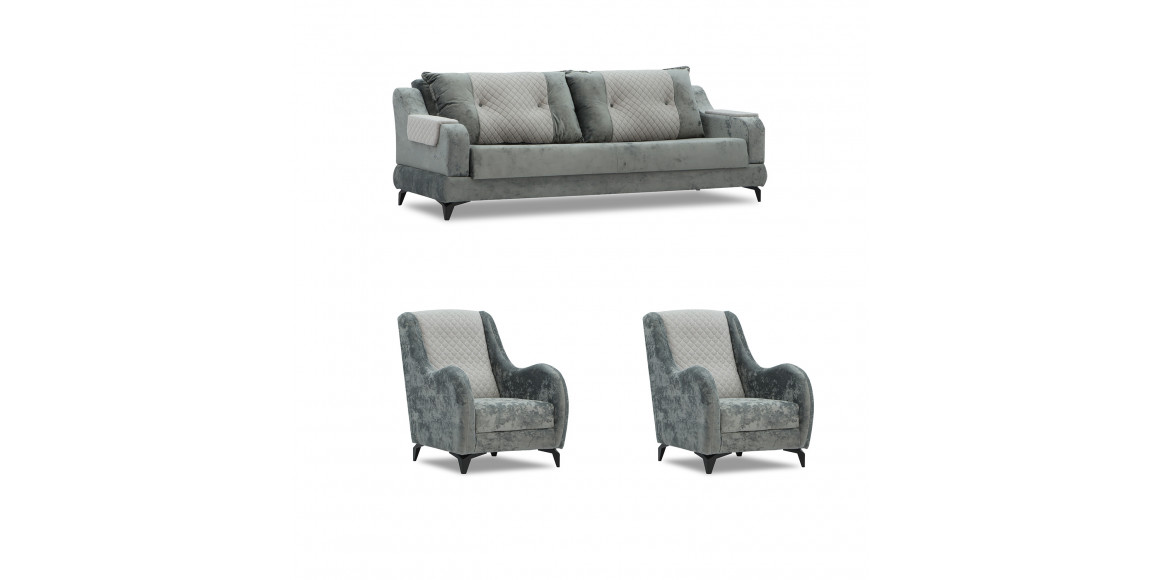 Հավաքածու HOBEL OLIVIA 3+1+1 L38120/AB BLACK/GREY MONACO 14/GREY BUKLE 9 (4) 