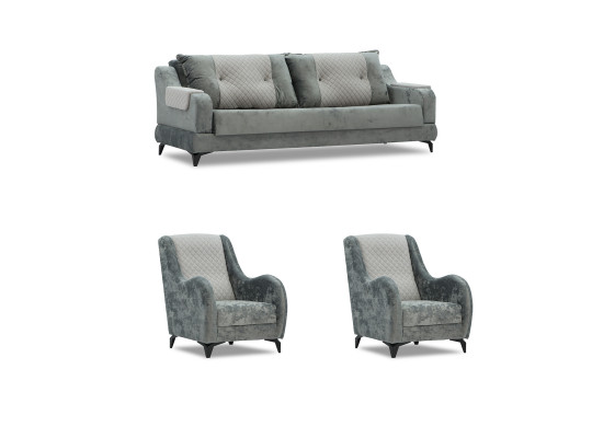 Հավաքածու HOBEL OLIVIA 3+1+1 L38120/AB BLACK/GREY MONACO 14/GREY BUKLE 9 (4) 