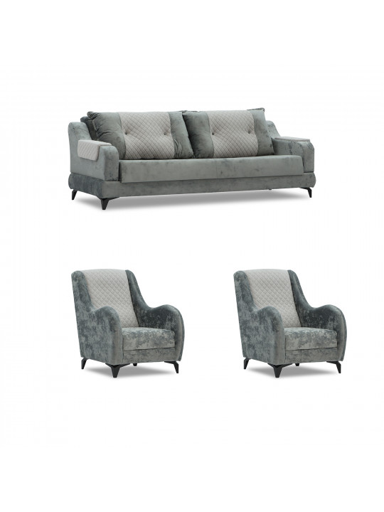 Հավաքածու HOBEL OLIVIA 3+1+1 L38120/AB BLACK/GREY MONACO 14/GREY BUKLE 9 (4) 