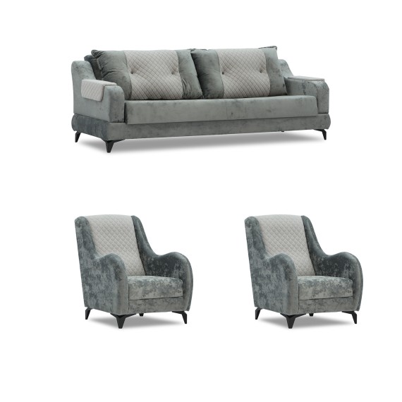 Հավաքածու HOBEL OLIVIA 3+1+1 L38120/AB BLACK/GREY MONACO 14/GREY BUKLE 9 (4) 