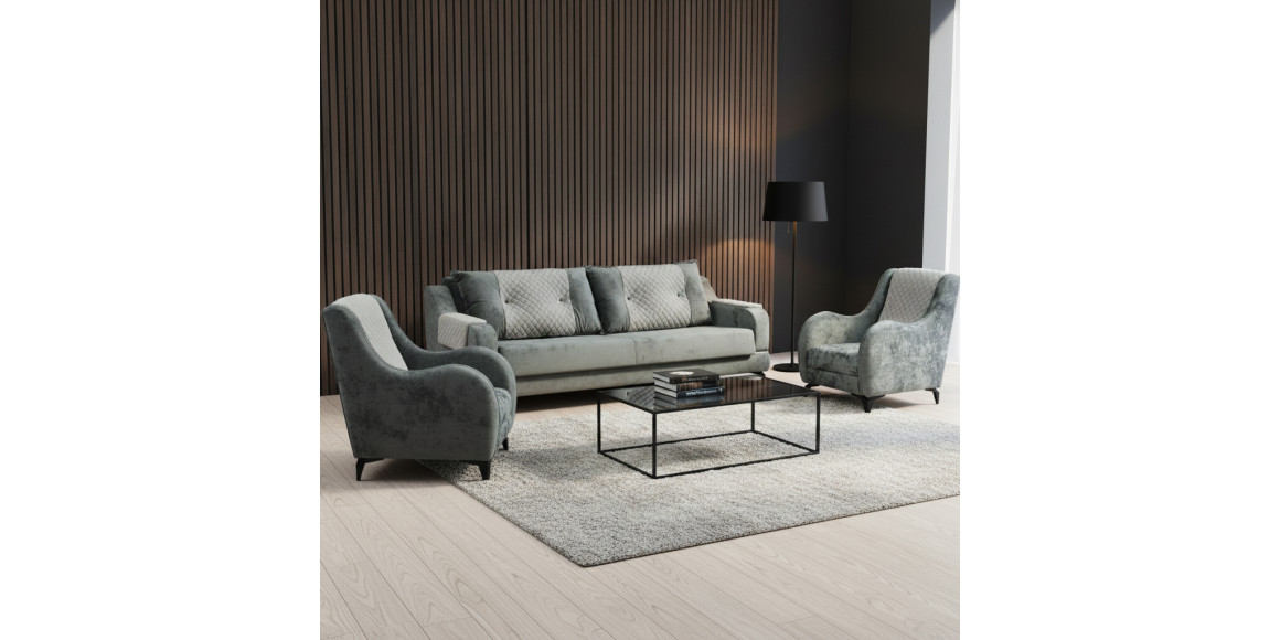 Հավաքածու HOBEL OLIVIA 3+1+1 L38120/AB BLACK/GREY MONACO 14/GREY BUKLE 9 (4) 