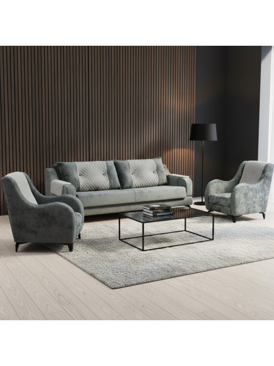 Հավաքածու HOBEL OLIVIA 3+1+1 L38120/AB BLACK/GREY MONACO 14/GREY BUKLE 9 (4) 