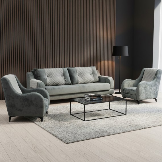 Հավաքածու HOBEL OLIVIA 3+1+1 L38120/AB BLACK/GREY MONACO 14/GREY BUKLE 9 (4) 