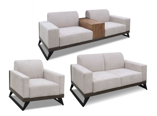 Sofa set HOBEL RIO LUXE 3+2+1 DARK CAPPUCCINO PHANTOM 13/ CREAM BONCUK 4 (3) 