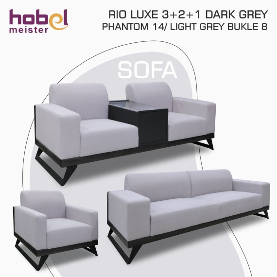 Гарнитур HOBEL RIO LUXE 3+2+1  DARK GREY PHANTOM 14/ LIGHT GREY BUKLE 8 (3) 