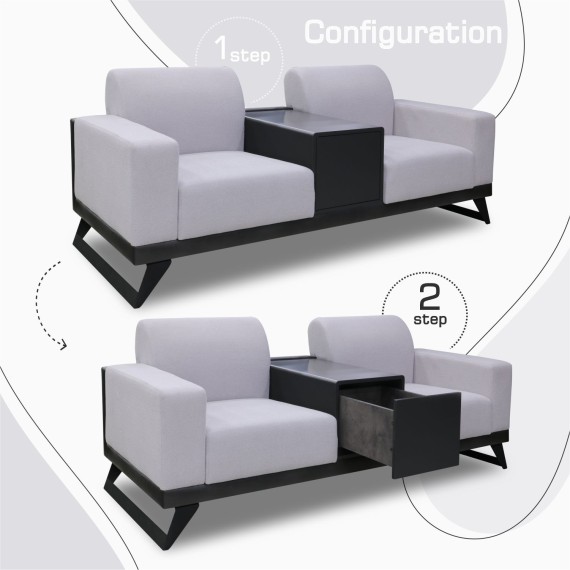 Гарнитур HOBEL RIO LUXE 3+2+1  DARK GREY PHANTOM 14/ LIGHT GREY BUKLE 8 (3) 