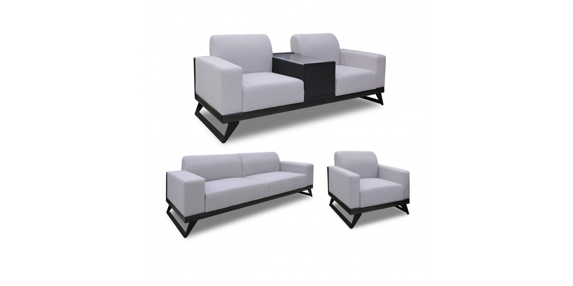 Sofa set HOBEL RIO LUXE 3+2+1  DARK GREY PHANTOM 14/ LIGHT GREY BUKLE 8 (3) 