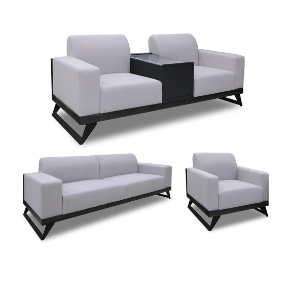 Гарнитур HOBEL RIO LUXE 3+2+1  DARK GREY PHANTOM 14/ LIGHT GREY BUKLE 8 (3) 