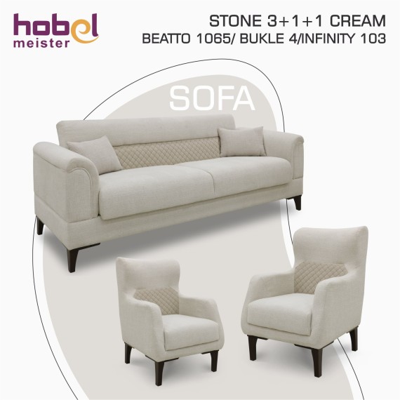 Հավաքածու HOBEL STONE 3+1+1 CREAM BEATTO 1065/ BUKLE 4/INFINITY 103 (3) 