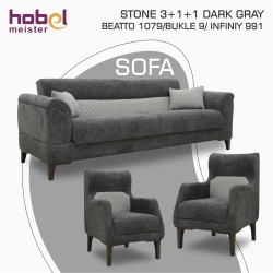 Гарнитур HOBEL STONE 3+1+1 DARK GRAY BEATTO 1079/BUKLE 9/ INFINIY 991 (3) 