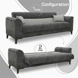 Гарнитур HOBEL STONE 3+1+1 DARK GRAY BEATTO 1079/BUKLE 9/ INFINIY 991 (3) 