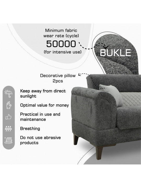 Հավաքածու HOBEL STONE 3+1+1 DARK GRAY BEATTO 1079/BUKLE 9/ INFINIY 991 (3) 