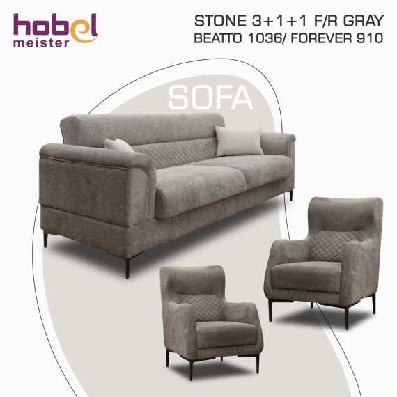 Sofa set HOBEL STONE 3+1+1 F/R GRAY BEATTO 1036/ FOREVER 910 (4) 