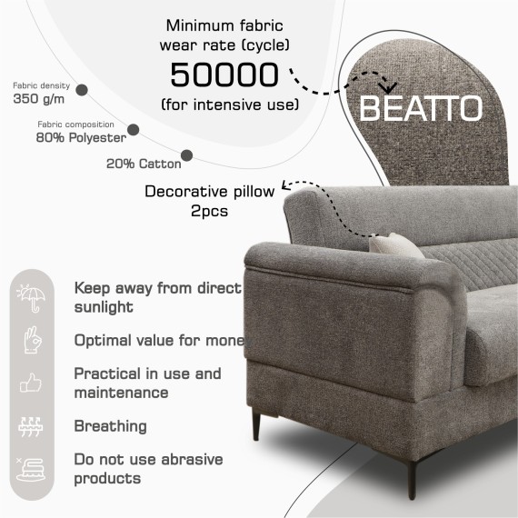 Sofa set HOBEL STONE 3+1+1 F/R GRAY BEATTO 1036/ FOREVER 910 (4) 