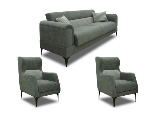 Sofa set HOBEL STONE 3+1+1 L8150AB/L8200AB GREY BONCUK 24/LIGHT GREY BONCUK 19/MEGA GREY (3) 