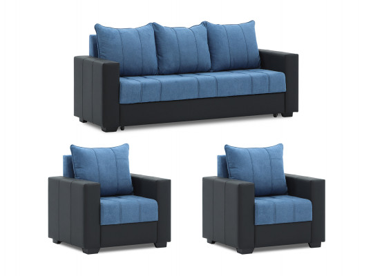 Sofa set HOBEL TEO  3+1+1 BLACK 4503/BLUE BREEZE 23 (4) 