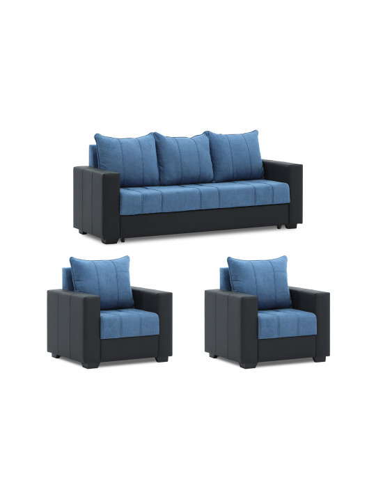 Sofa set HOBEL TEO  3+1+1 BLACK 4503/BLUE BREEZE 23 (4) 