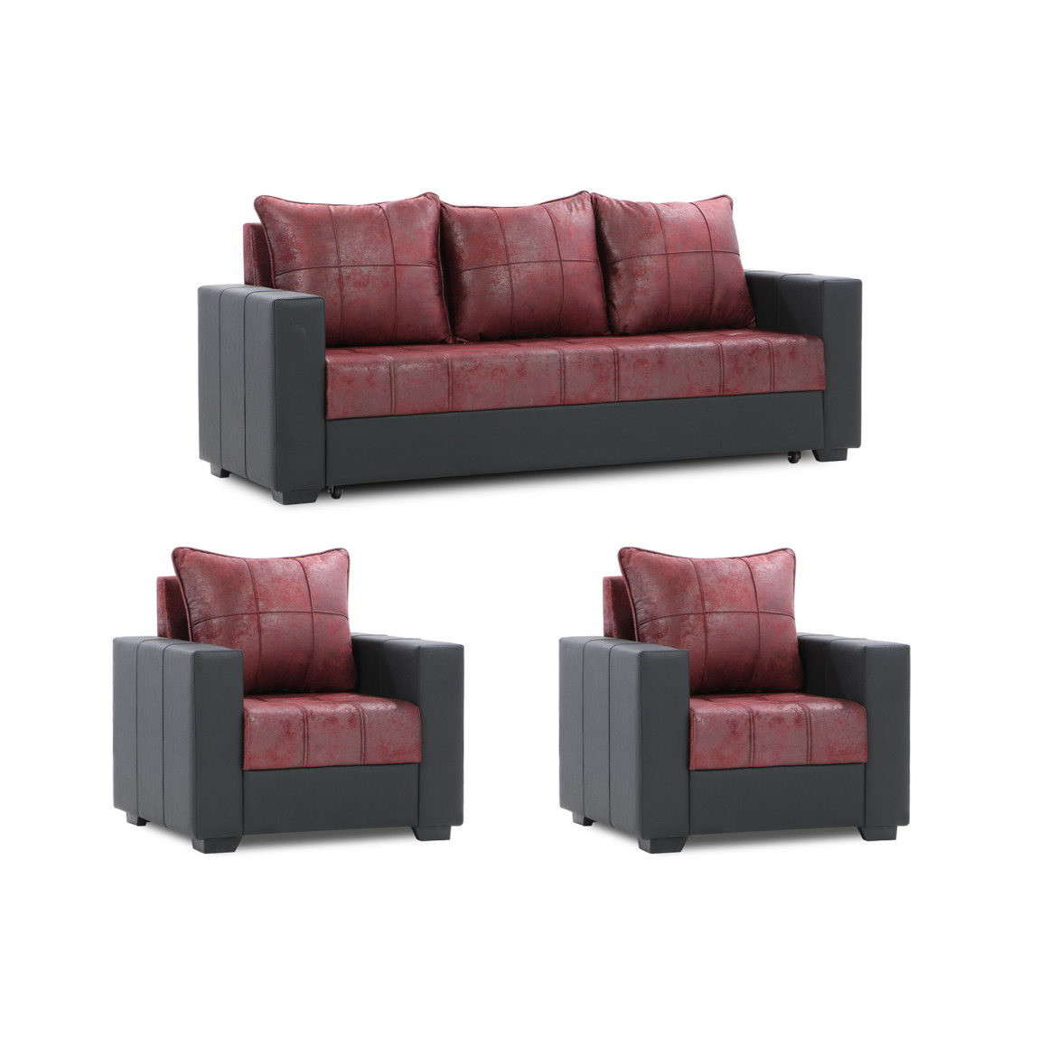 sofa set HOBEL TEO  3+1+1 BLACK 4503/RED LOFT 13 (3) 
