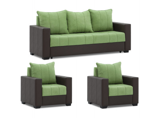 Sofa set HOBEL TEO  3+1+1 COFFEE V460/GREEN BREEZE 15 (4) 