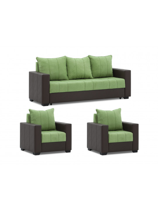 Sofa set HOBEL TEO  3+1+1 COFFEE V460/GREEN BREEZE 15 (4) 