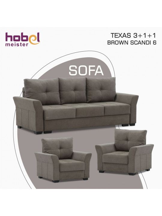 Гарнитур HOBEL TEXAS 3+1+1 BROWN SCANDI 6 (6) 