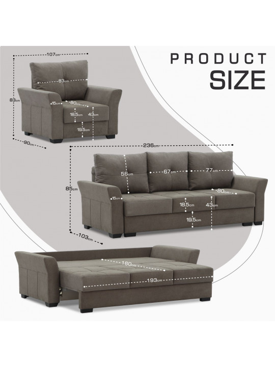 Гарнитур HOBEL TEXAS 3+1+1 BROWN SCANDI 6 (6) 