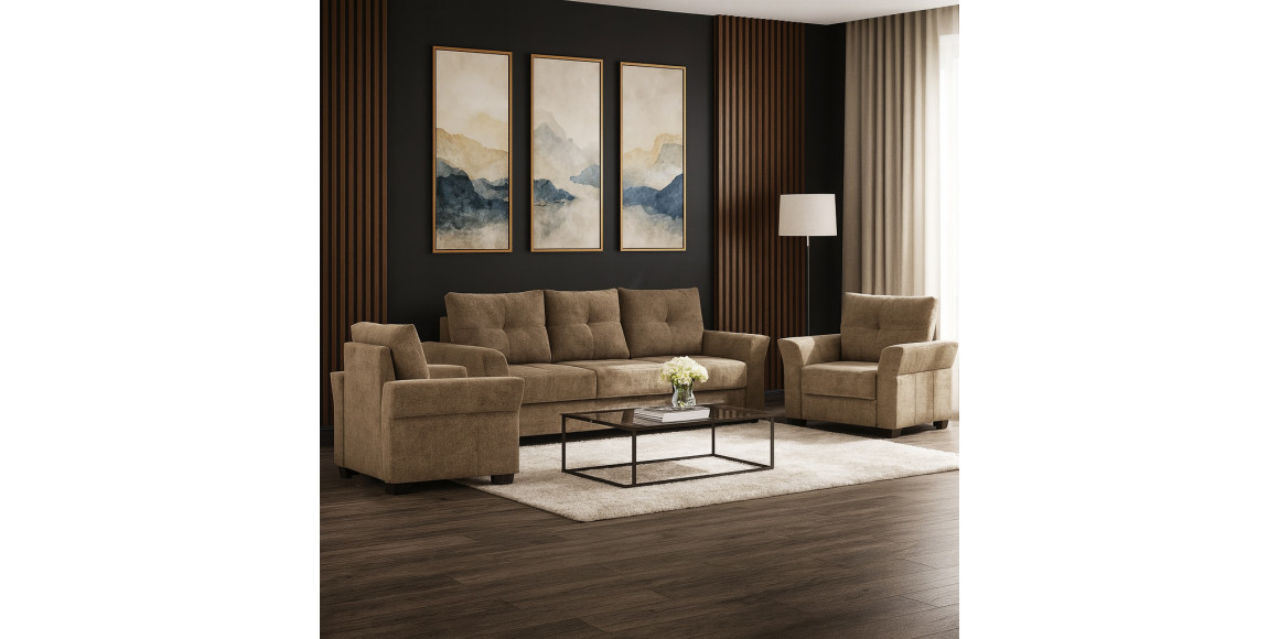 Հավաքածու HOBEL TEXAS 3+1+1 D/P LIGHT BROWN BEATTO 1012 (6) 